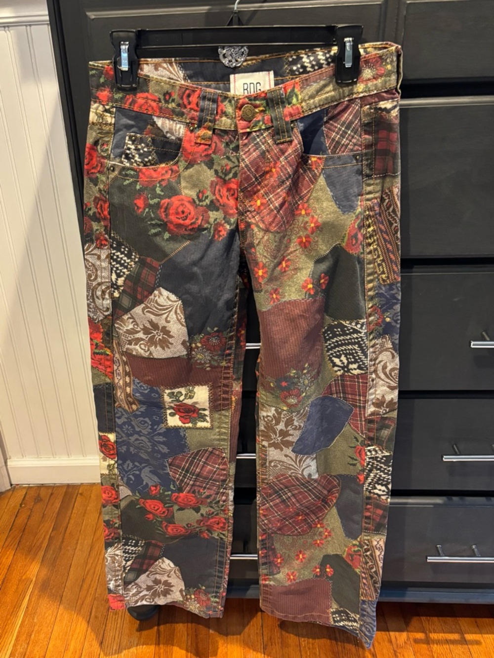 Urban Outfitters Patchwork Floral Wide-Leg Jeans - Red, Green, Blue, Brown